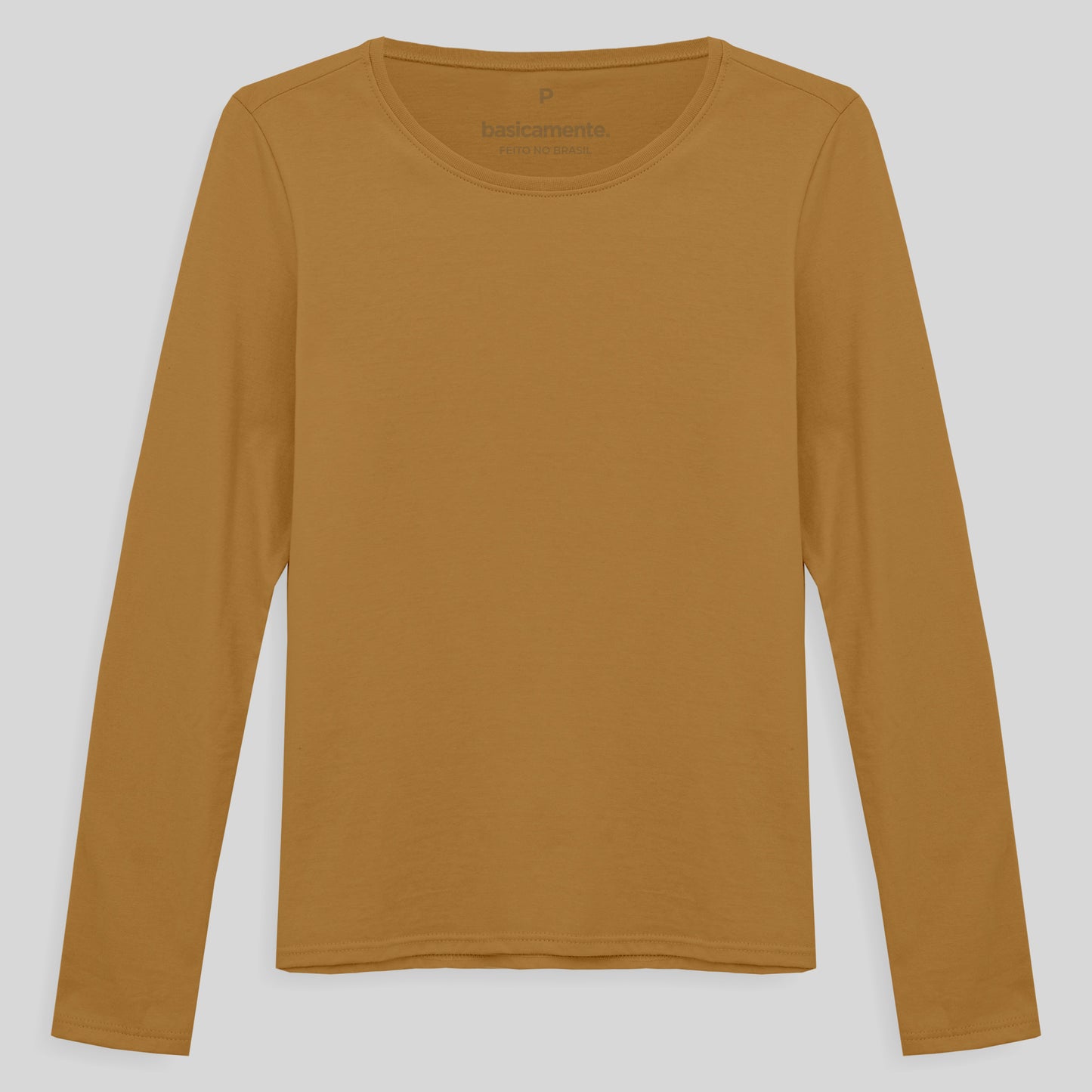 Camiseta Slim Manga Longa Feminina - Ocre
