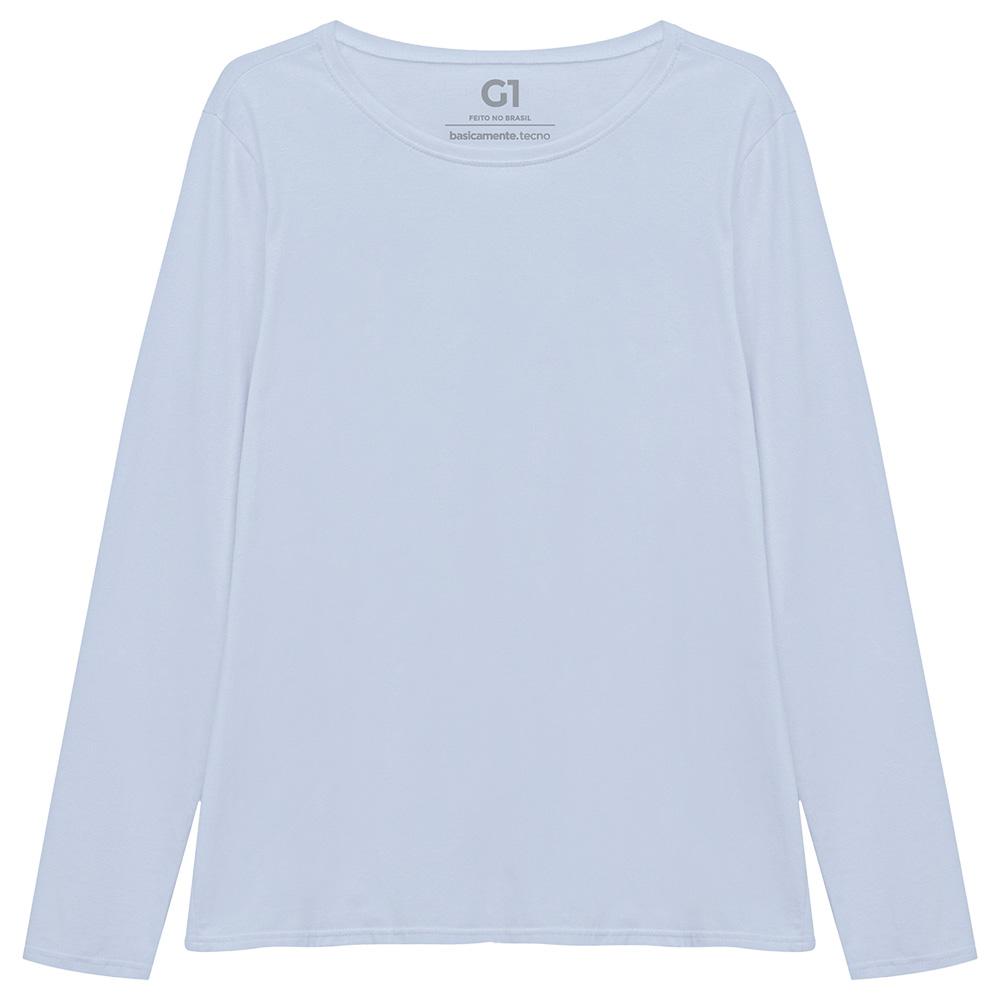 Camiseta Algodão Premium Manga Longa Plus Feminina - Azul Capri