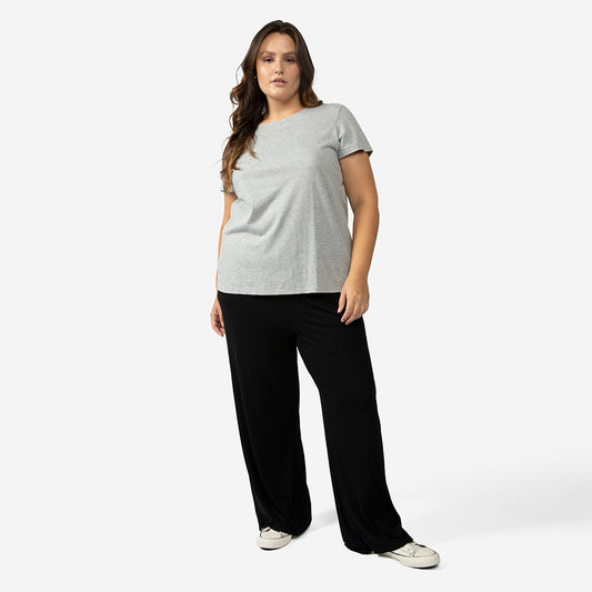 Camiseta Básica Plus Feminina - Mescla Claro