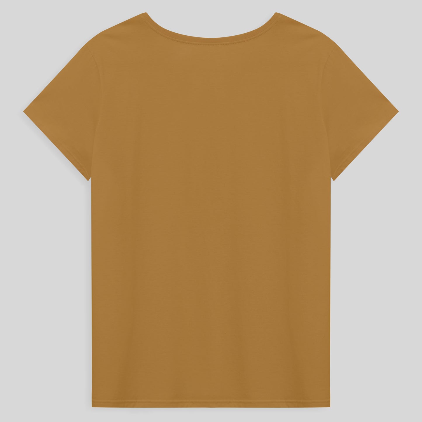 Camiseta Básica Gola V Plus Feminina - Ocre
