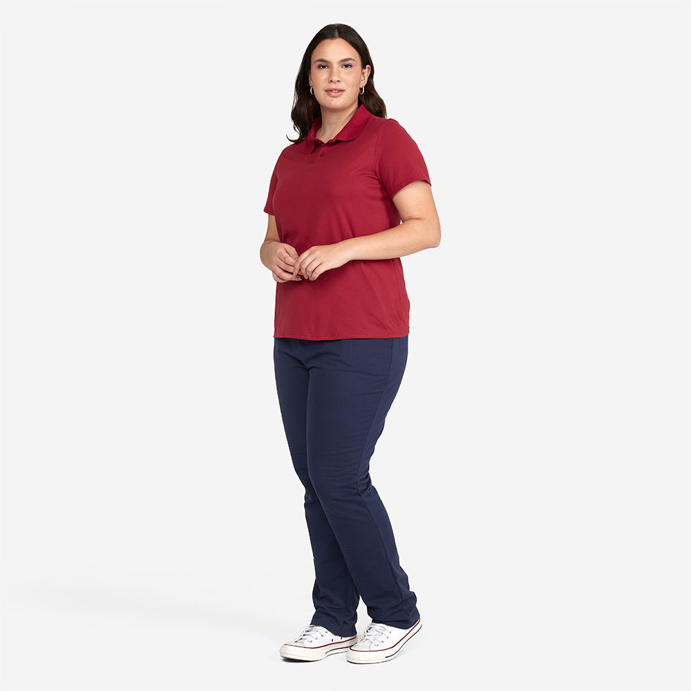 Camisa Polo Algodão Premium Plus Size Feminino - Marsala