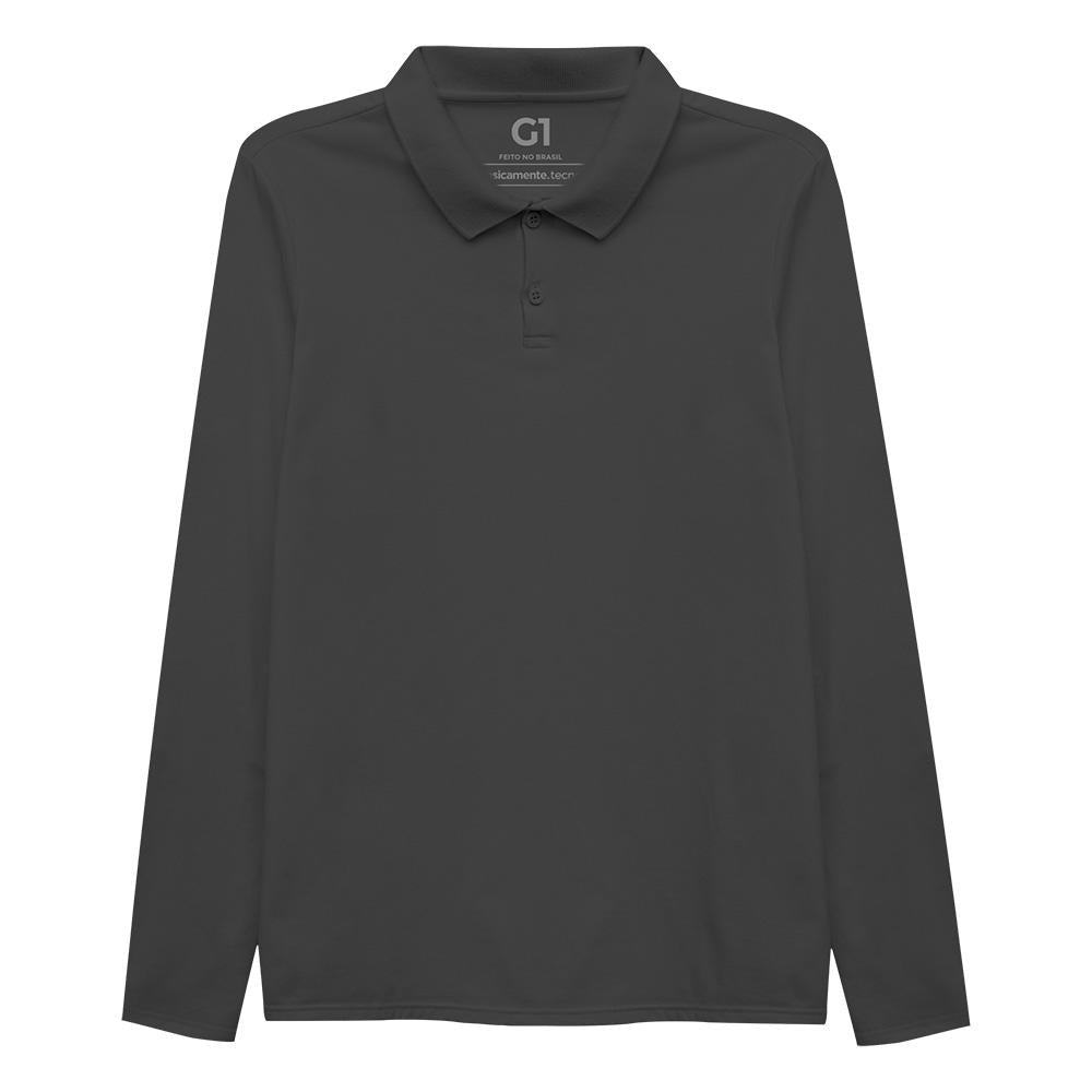 Camisa Polo Manga Longa Plus Feminina - Cinza Ardósia