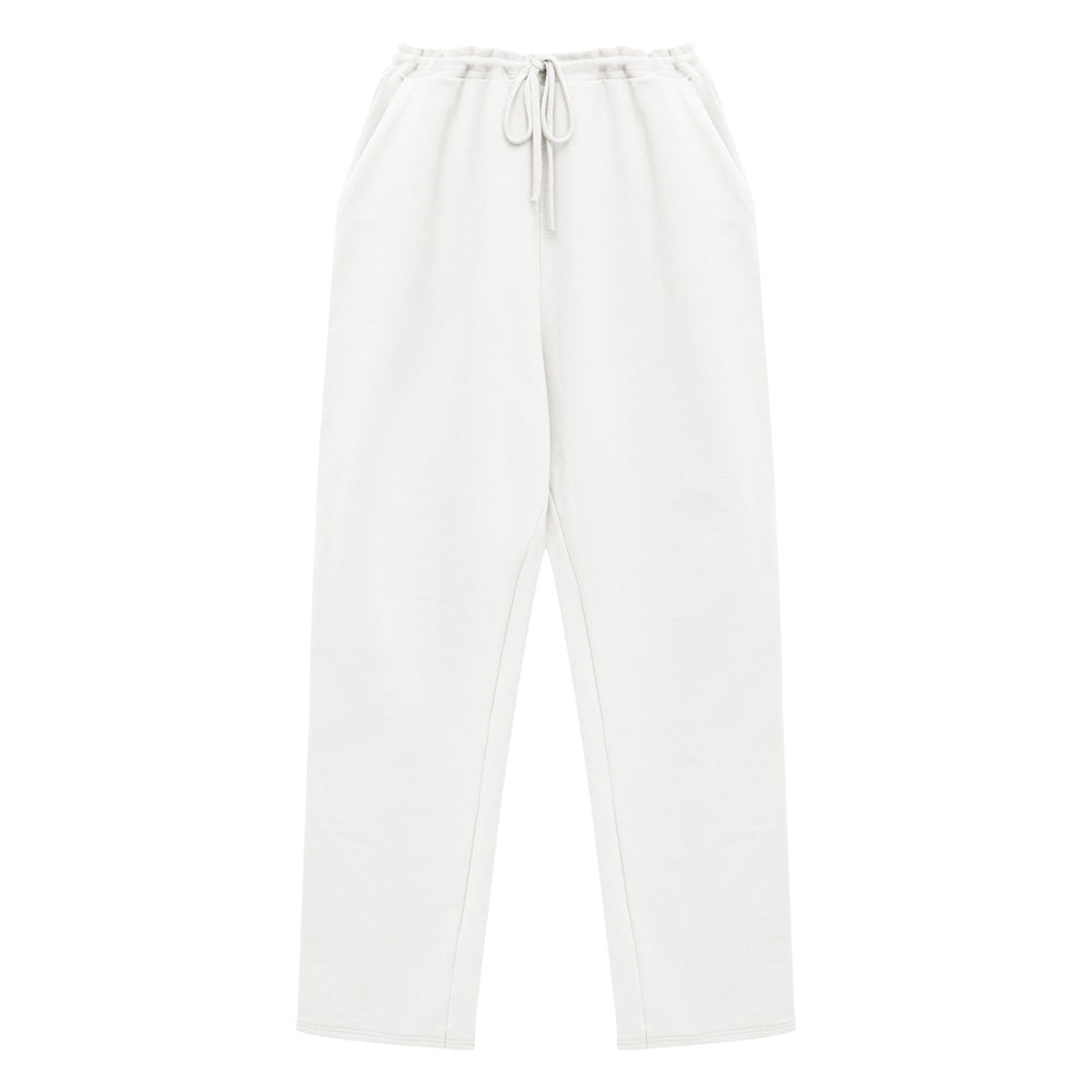 Calça Reta Moletom Flanelado Plus Feminina - Branco
