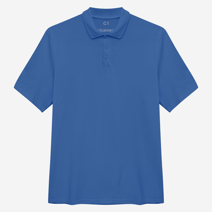 Camisa Polo Piquet Plus Size Masculina - Azul Oceano
