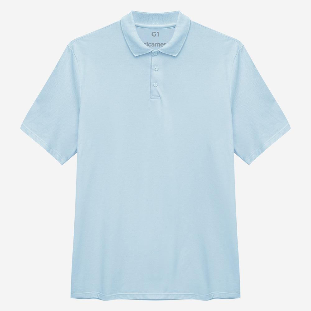 Camisa Polo Piquet Plus Size Masculina - Azul Ceu