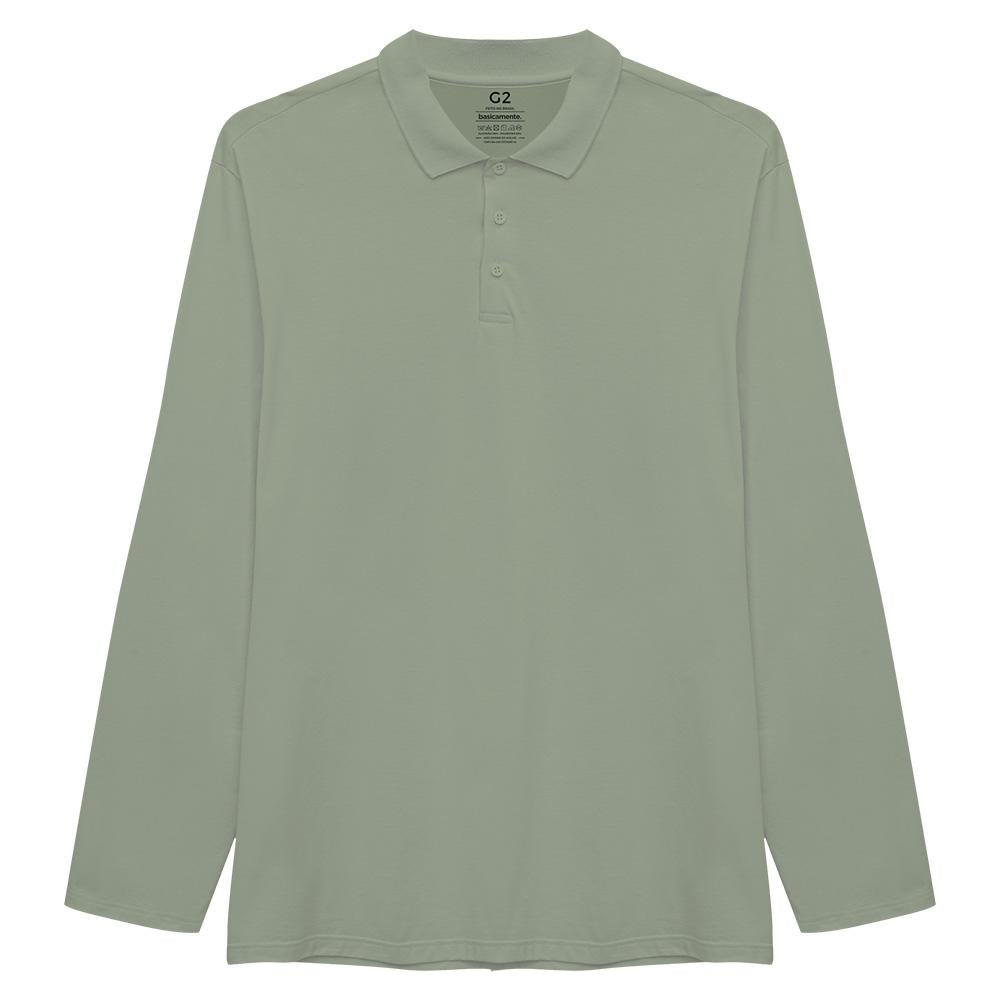 Camisa Polo Ml Plus Masculina - Verde Oliva