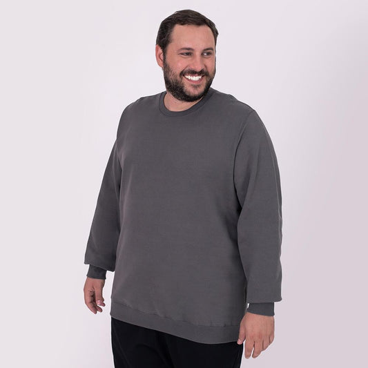 Blusão Moletom Flanelado Plus Masculino - Cinza Ardósia