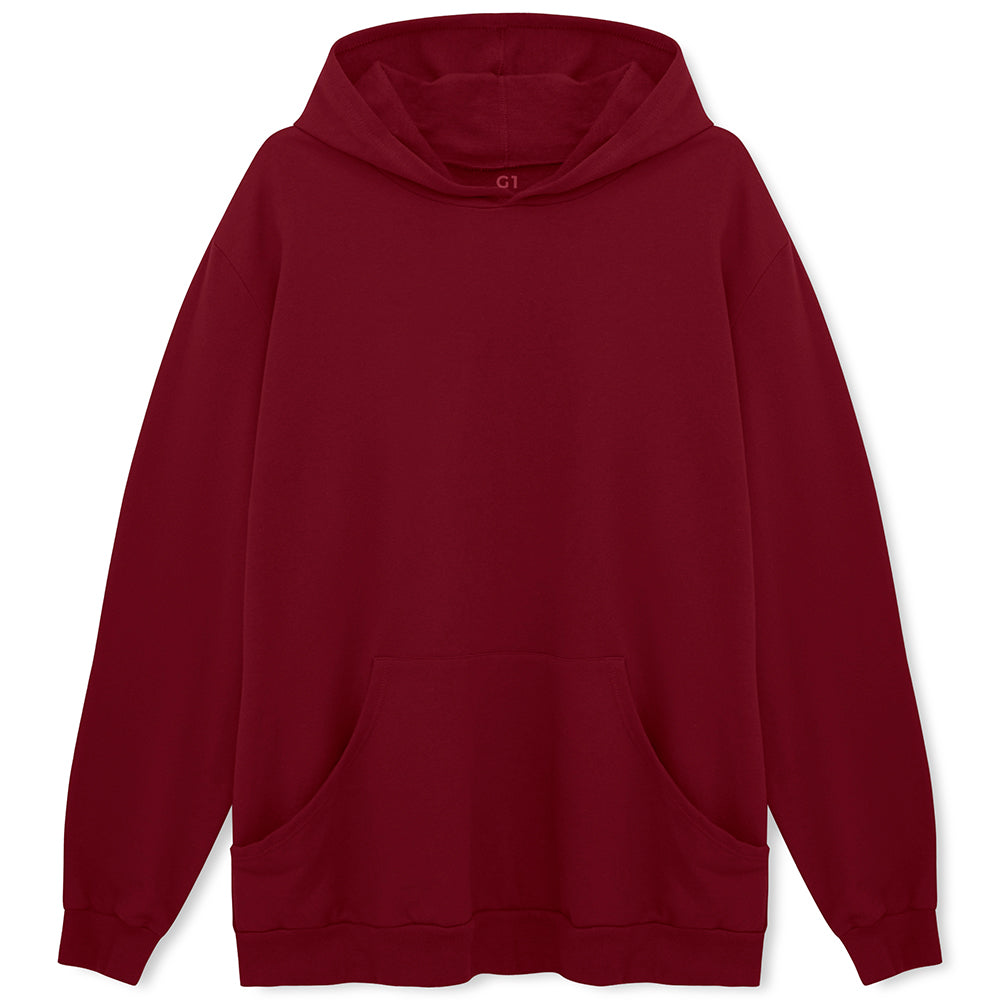 Blusão Moletom Flanelado Capuz Plus Masculino - Marsala