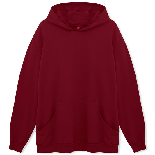Blusão Moletom Flanelado Capuz Plus Masculino - Marsala