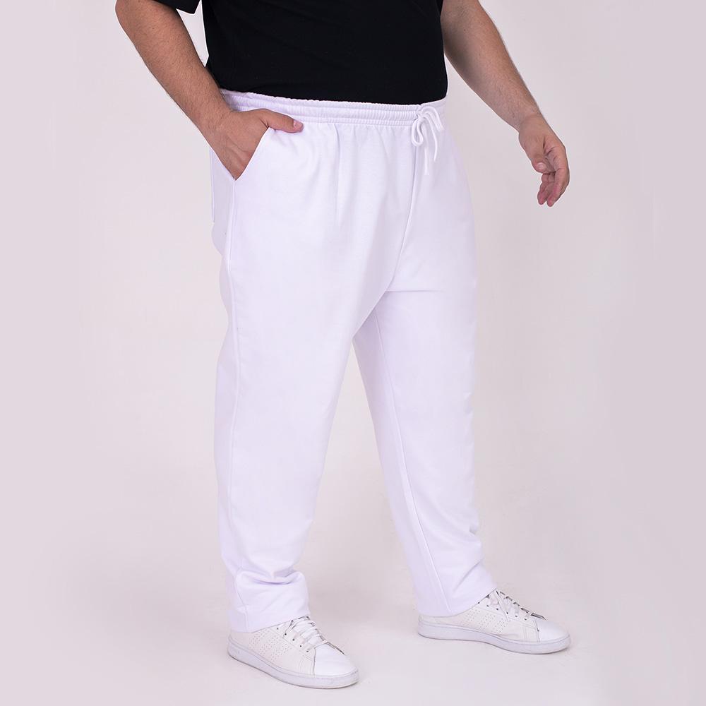 Calça Reta Moletom Flanelado Plus Masculina - Branco