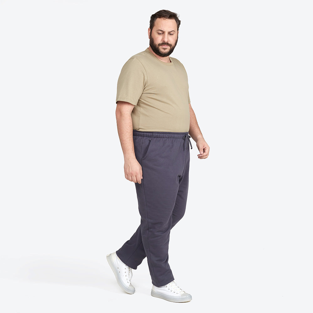 Calça Reta Moletom Flanelado Plus Masculina - Grafite