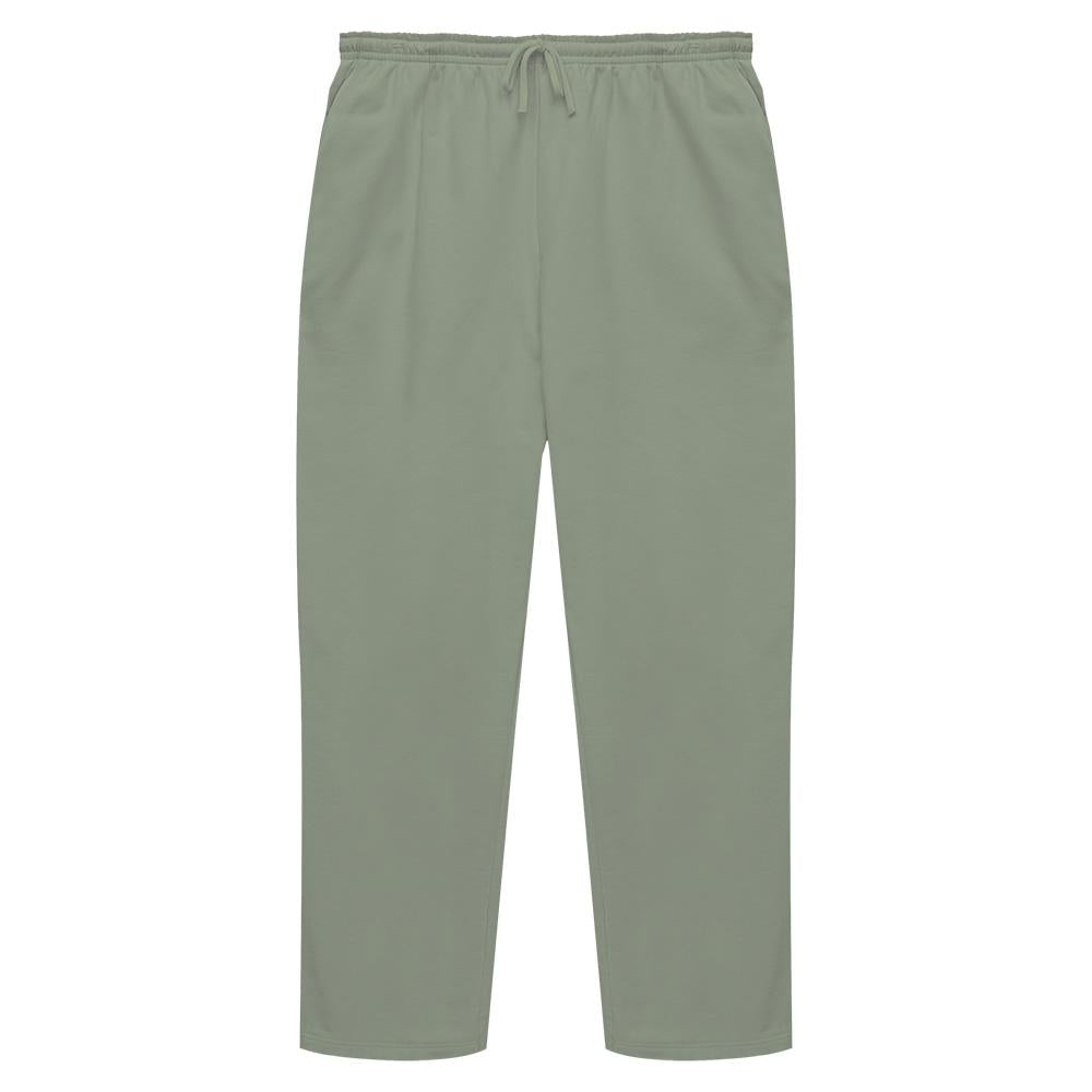 Calça Reta Moletom Flanelado Plus Masculina - Verde Oliva