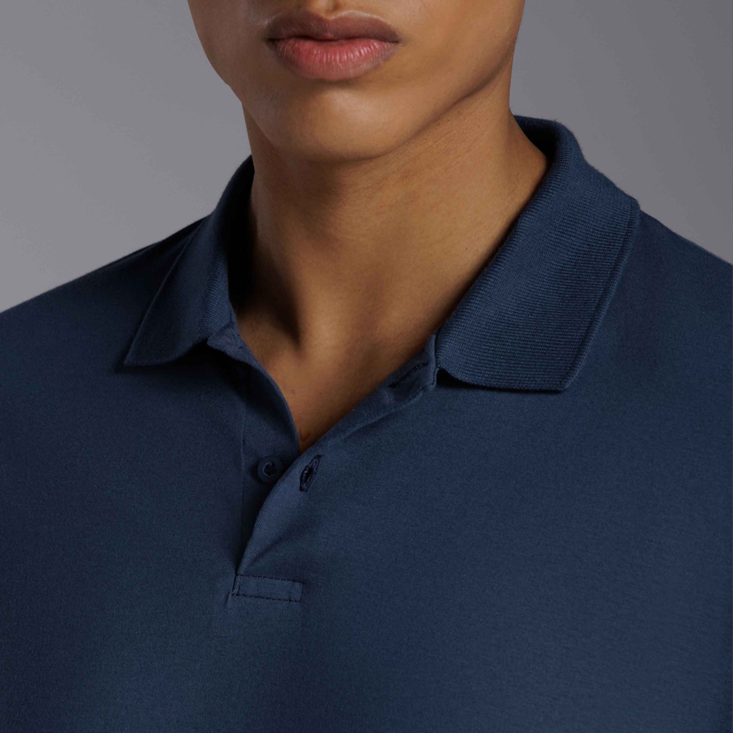 Camisa Polo Manga Longa Masculina - Azul Indigo