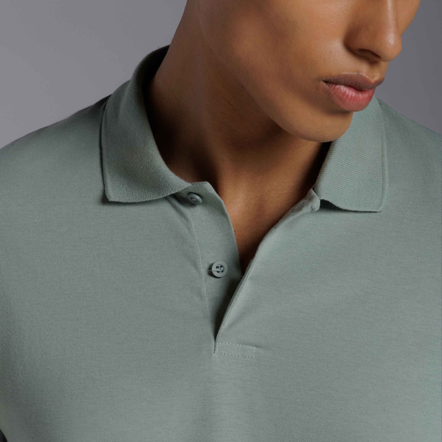 Camisa Polo Manga Longa Masculina - Verde Chá