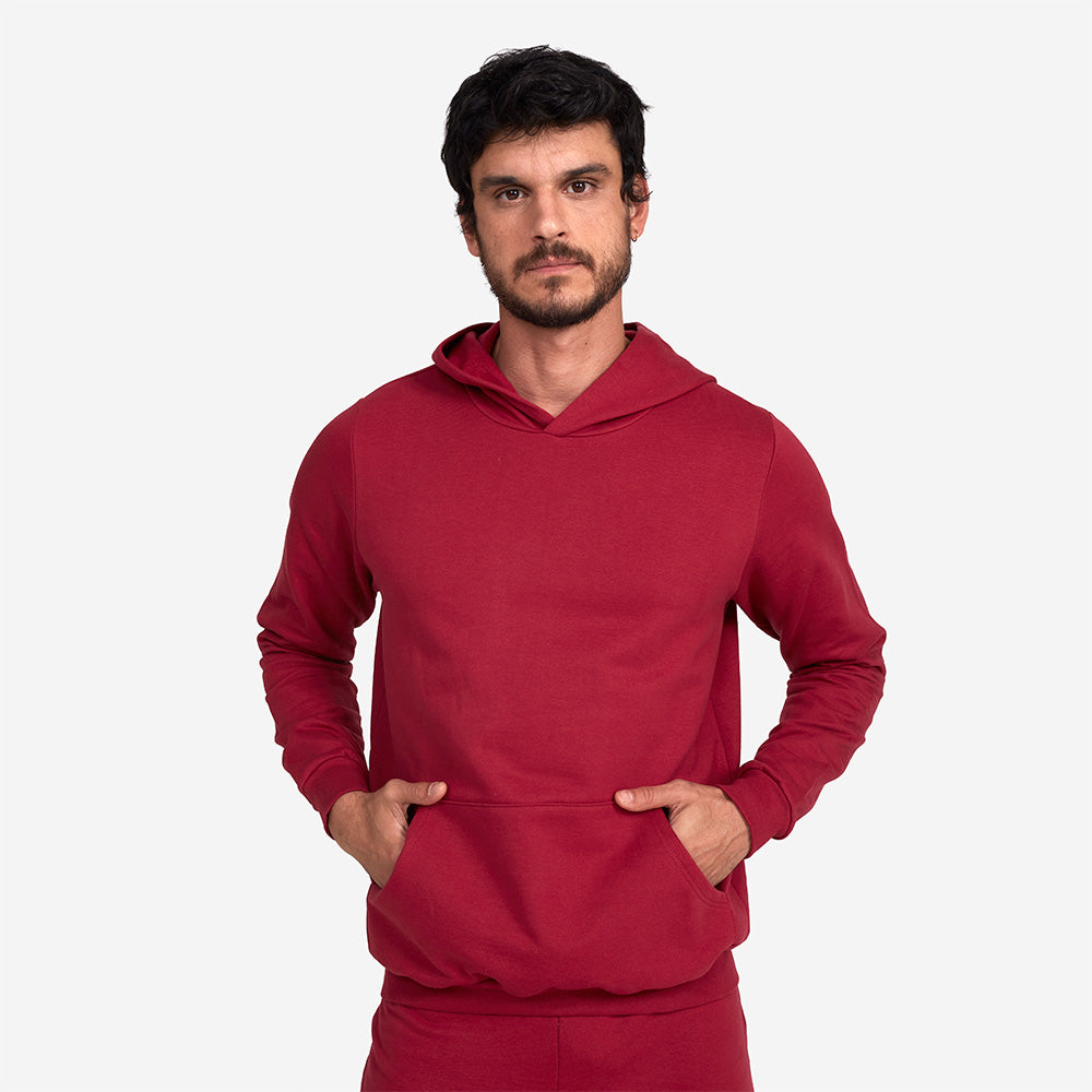 Blusão Moletom Flanelado Capuz Masculino - Marsala