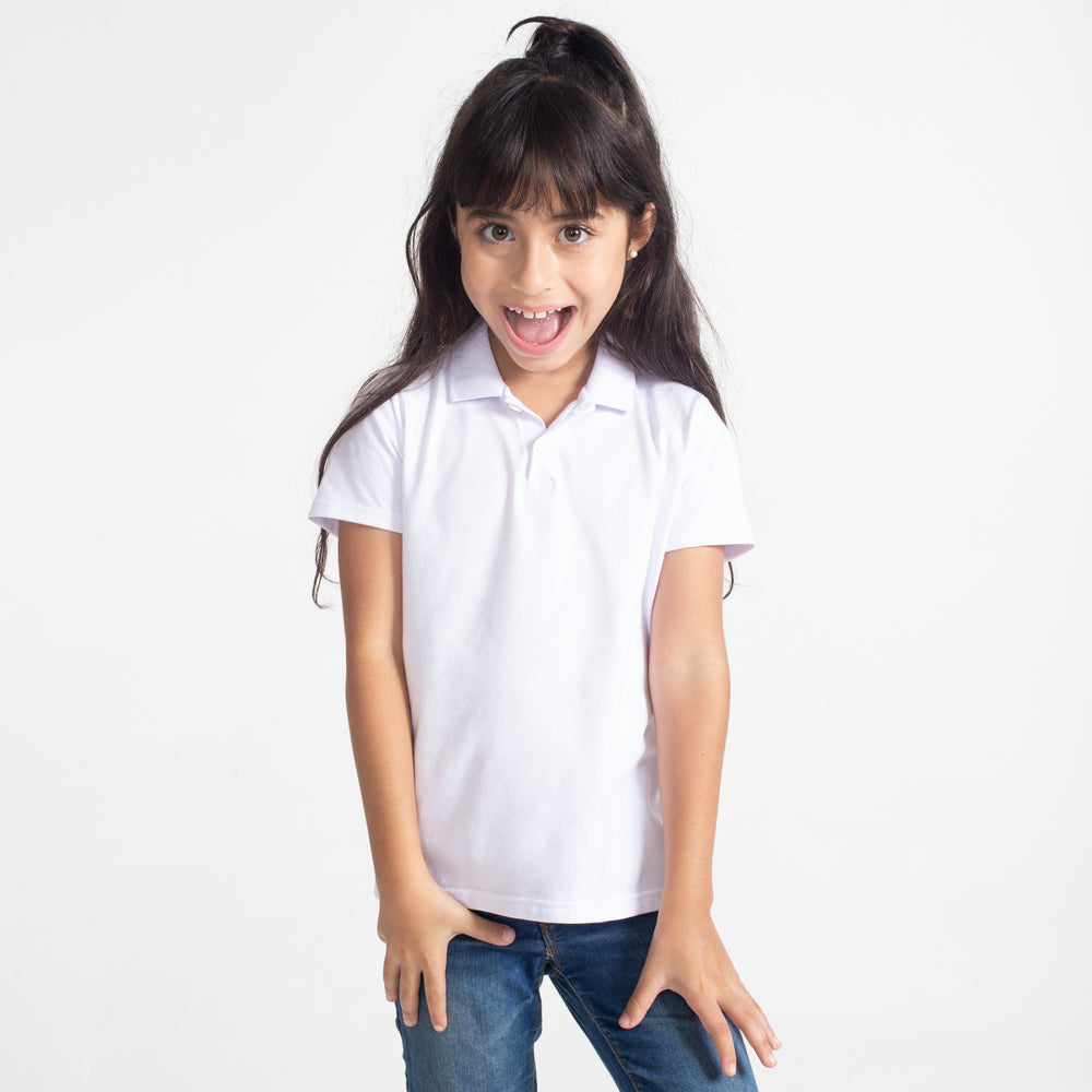 Camisa Polo Infantil Menina - Branco
