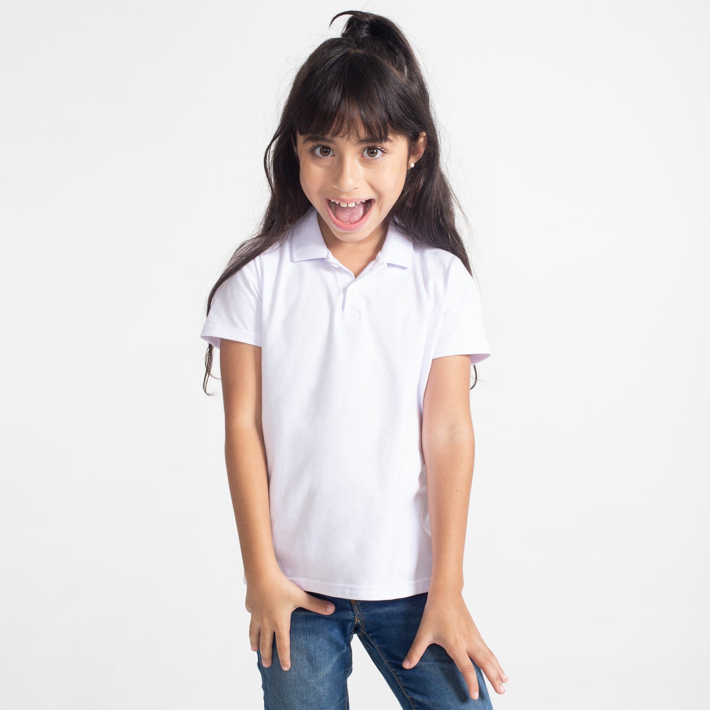 Camisa Polo Infantil Menina - Branco