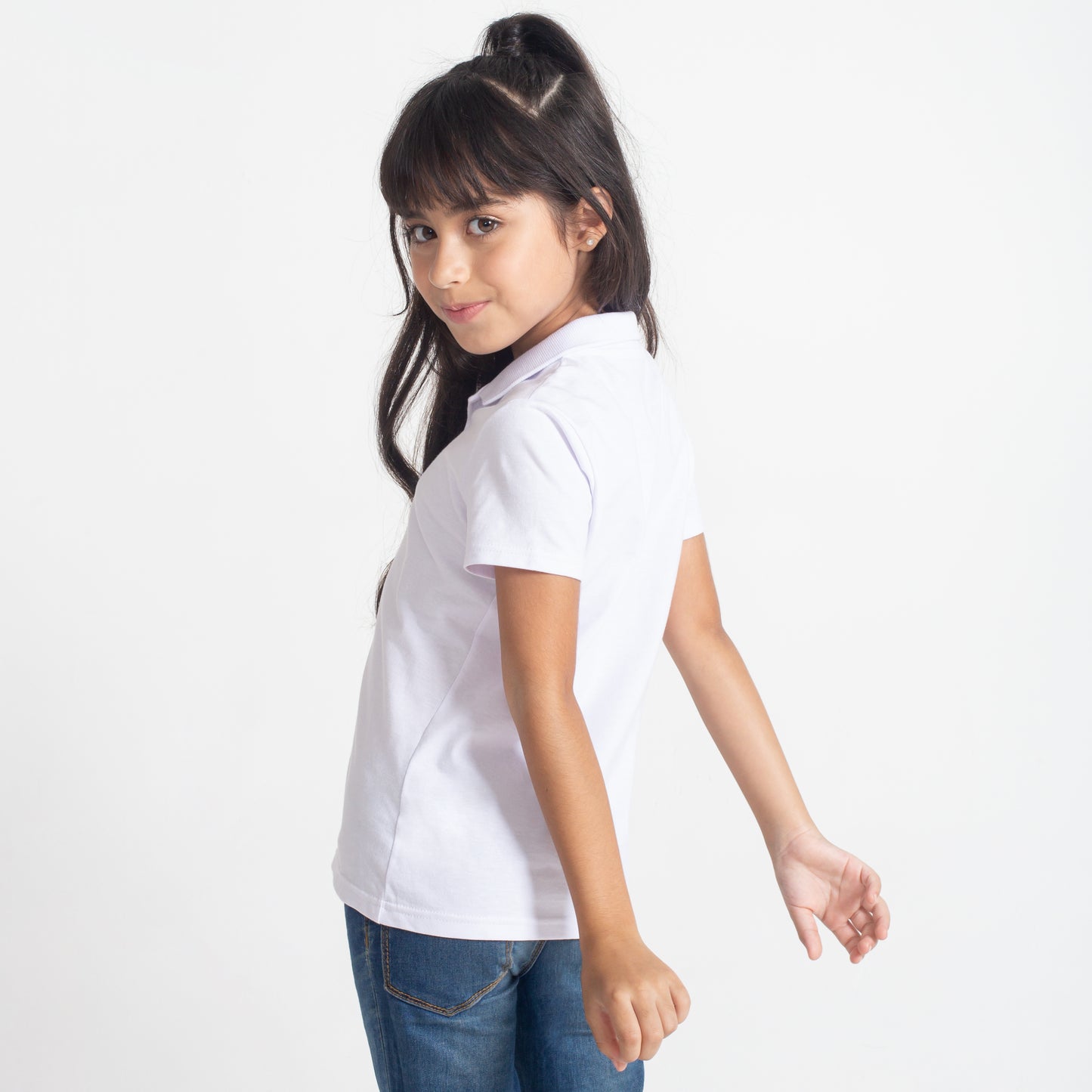 Camisa Polo Infantil Menina - Branco