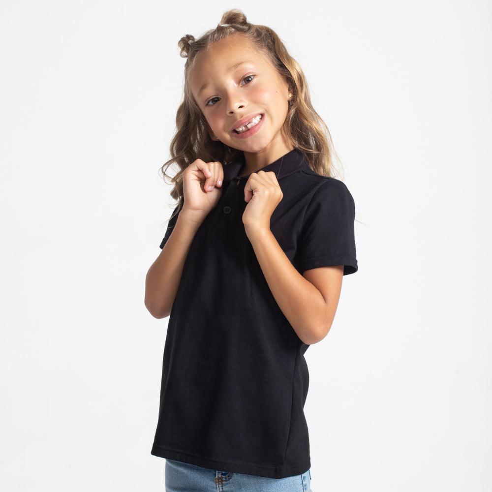 Camisa Polo Infantil Menina - Preto