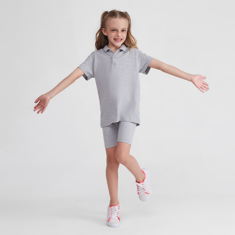 Camisa Polo Infantil Menina - Mescla Claro