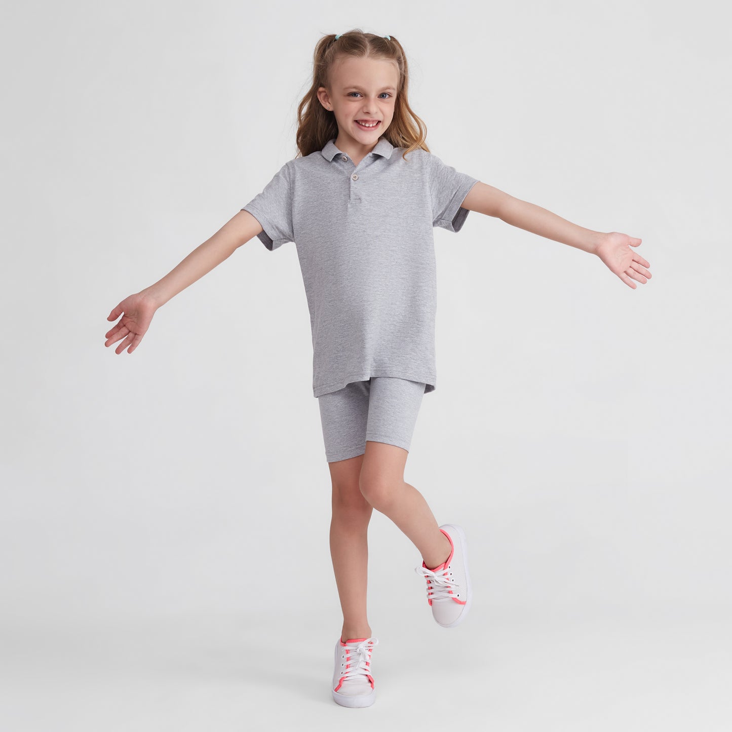 Camisa Polo Infantil Menina - Mescla Claro