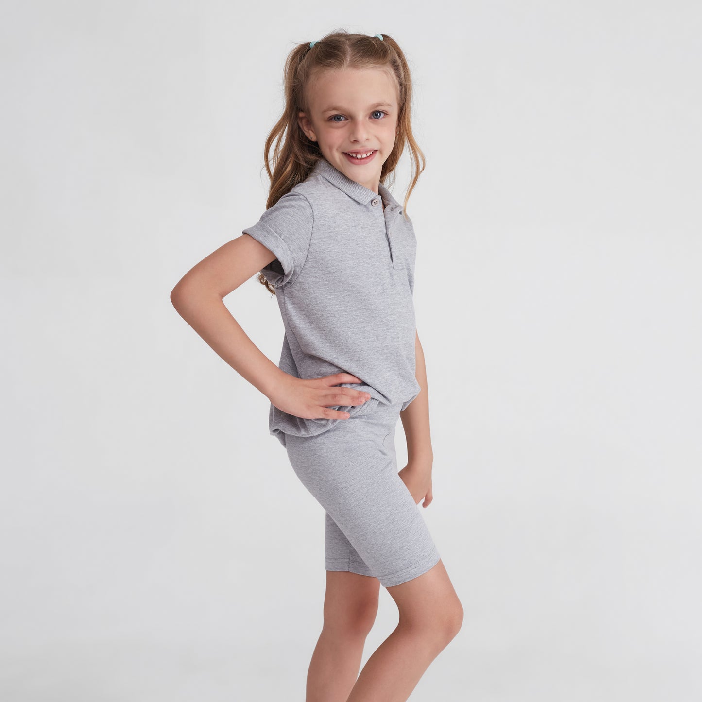 Camisa Polo Infantil Menina - Mescla Claro