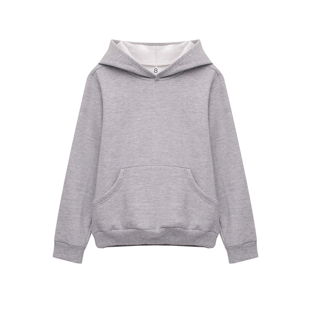 Blusa De Moletom Com Bolso E Capuz Infantil Unissex - Mescla Claro