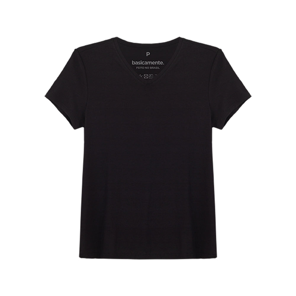 Tech T-Shirt Modal Gola V Feminina - Preto