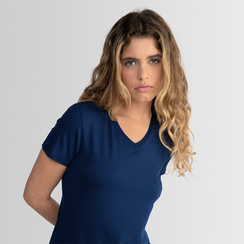 Tech T-Shirt Modal Gola V Feminina - Azul Marinho