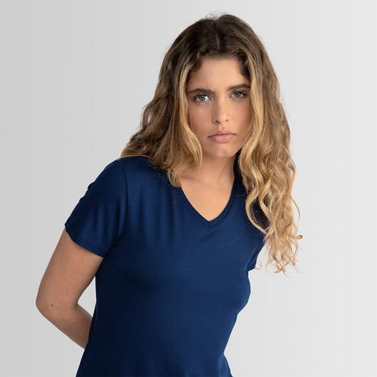 Tech T-Shirt Modal Gola V Feminina - Azul Marinho