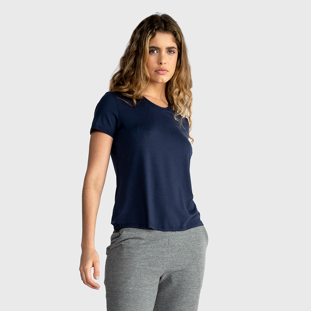 Tech T-Shirt Modal Gola V Feminina - Azul Marinho