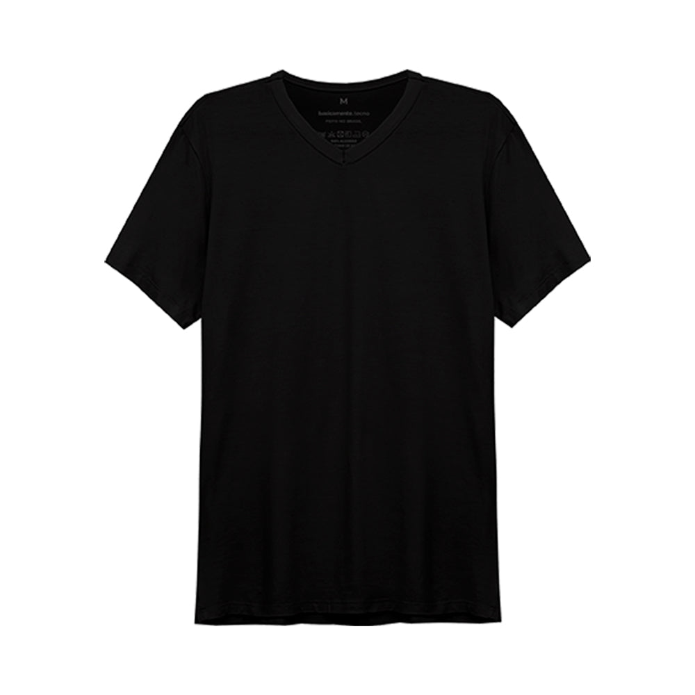 Tech T-Shirt Modal Gola V Masculina - Preto