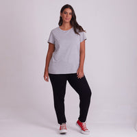 Tech T-Shirt Proteção UV Gola C Plus Size Feminina - Mescla Claro