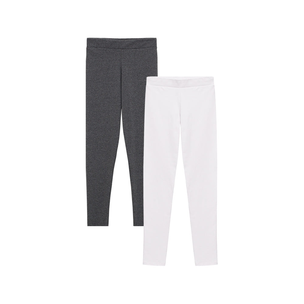 Kit 2 Calças Legging Feminina - Mescla Escuro Branco