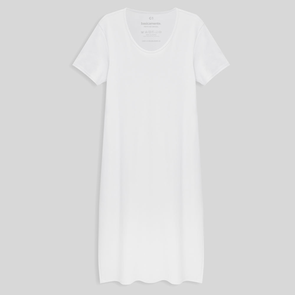 Vestido Confort Plus Size Feminina - Branco