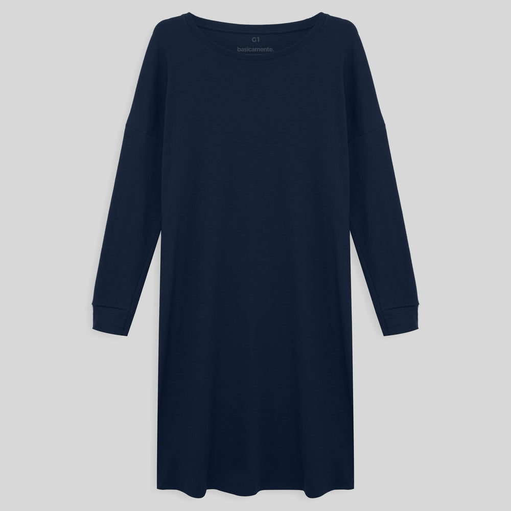 Vestido Ml Confort PLus Feminina - Azul Marinho