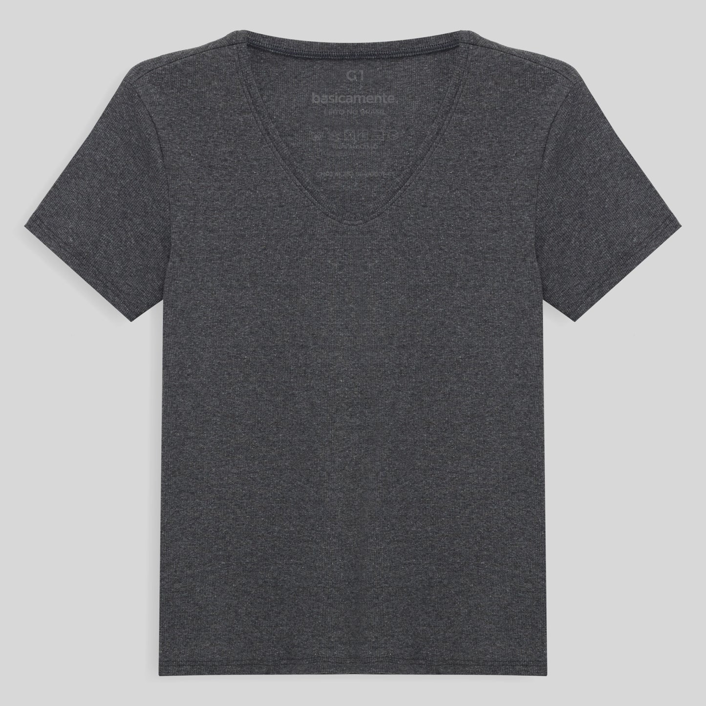 Camiseta Pijama Gola C Plus Feminina - Mescla Escuro