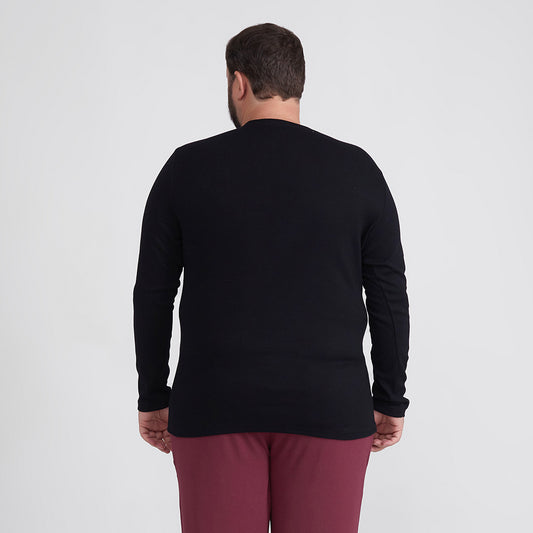 Camiseta Conforto Ml Gola C Plus Masculina - Preto