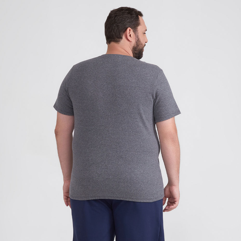 Camiseta Pijama Gola C Plus Masculina - Mescla Escuro