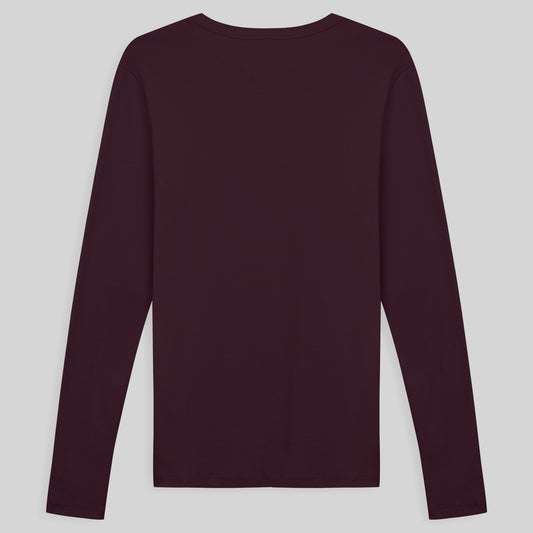 Camiseta Conforto Ml Gola C Masculina - Vermelho Vinho