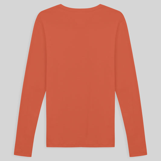 Camiseta Conforto Ml Gola C Masculina - Laranja Coral