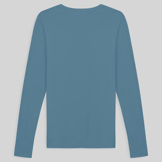 Camiseta Conforto Ml Gola C Masculina - Azul Celeste