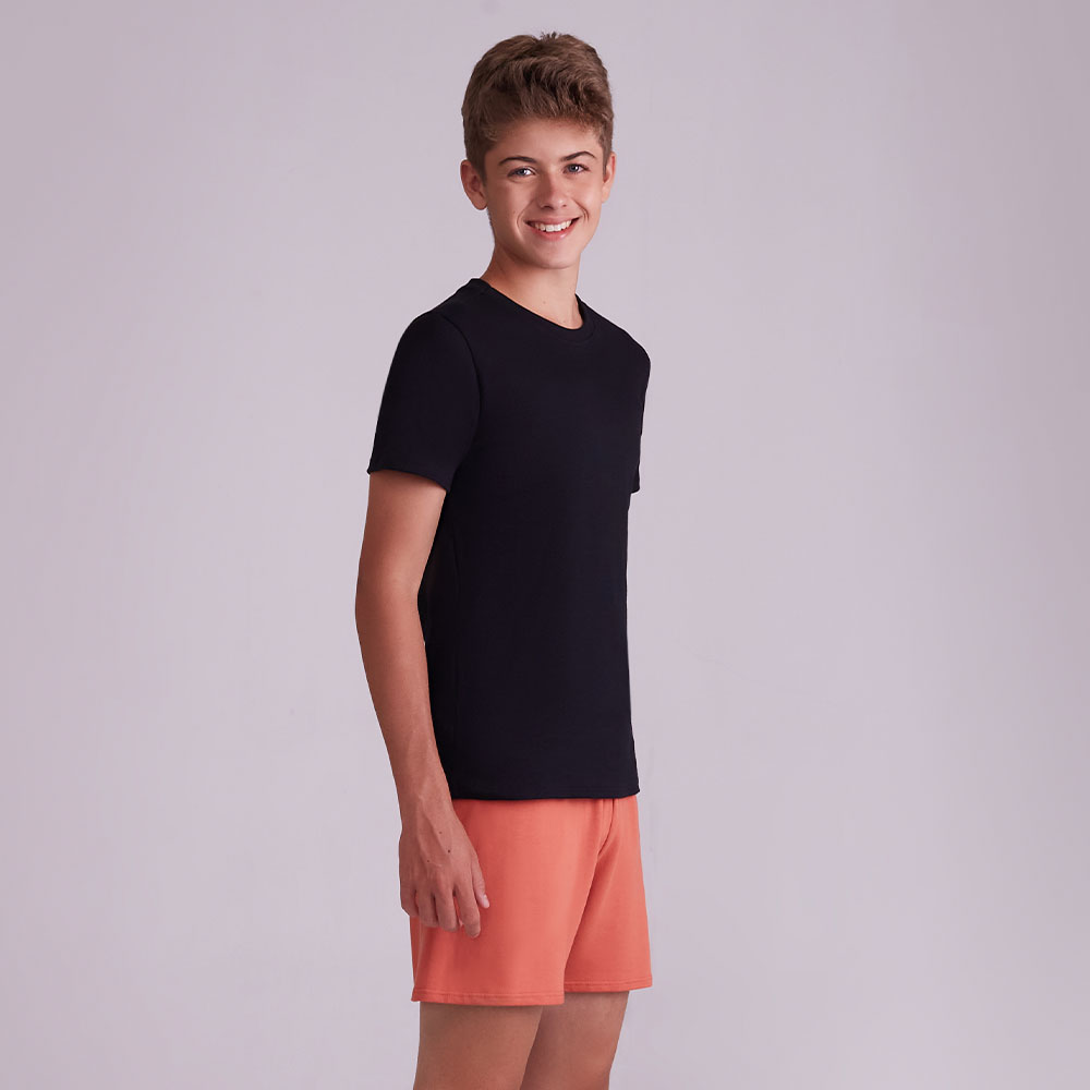 Camiseta Conforto Gola C Teen Masculina - Preto