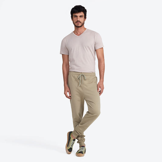Calça Jogger Moletom Flanelado Masculina - Verde Salvia