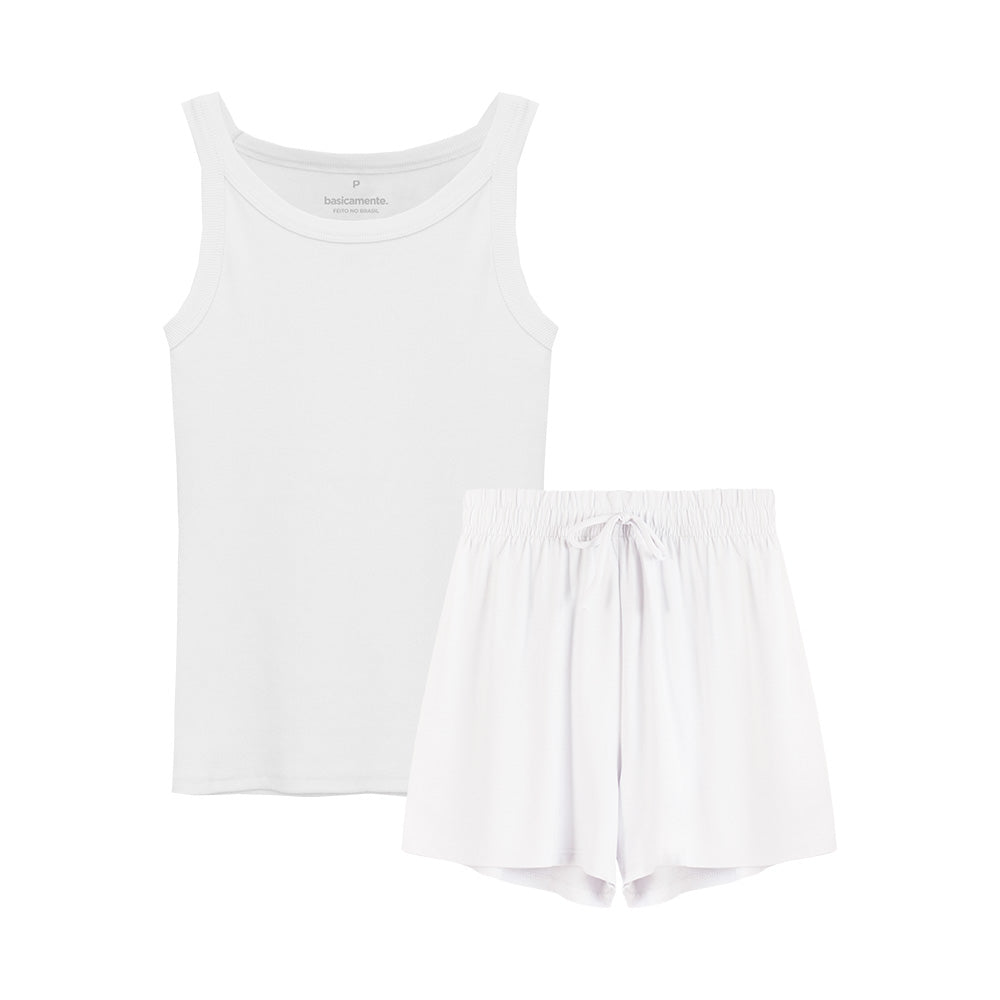 Conjunto Regata e Shorts Confort Feminino - Branco