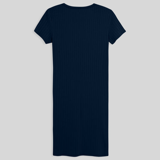 Vestido Curto Canelado - Azul Marinho
