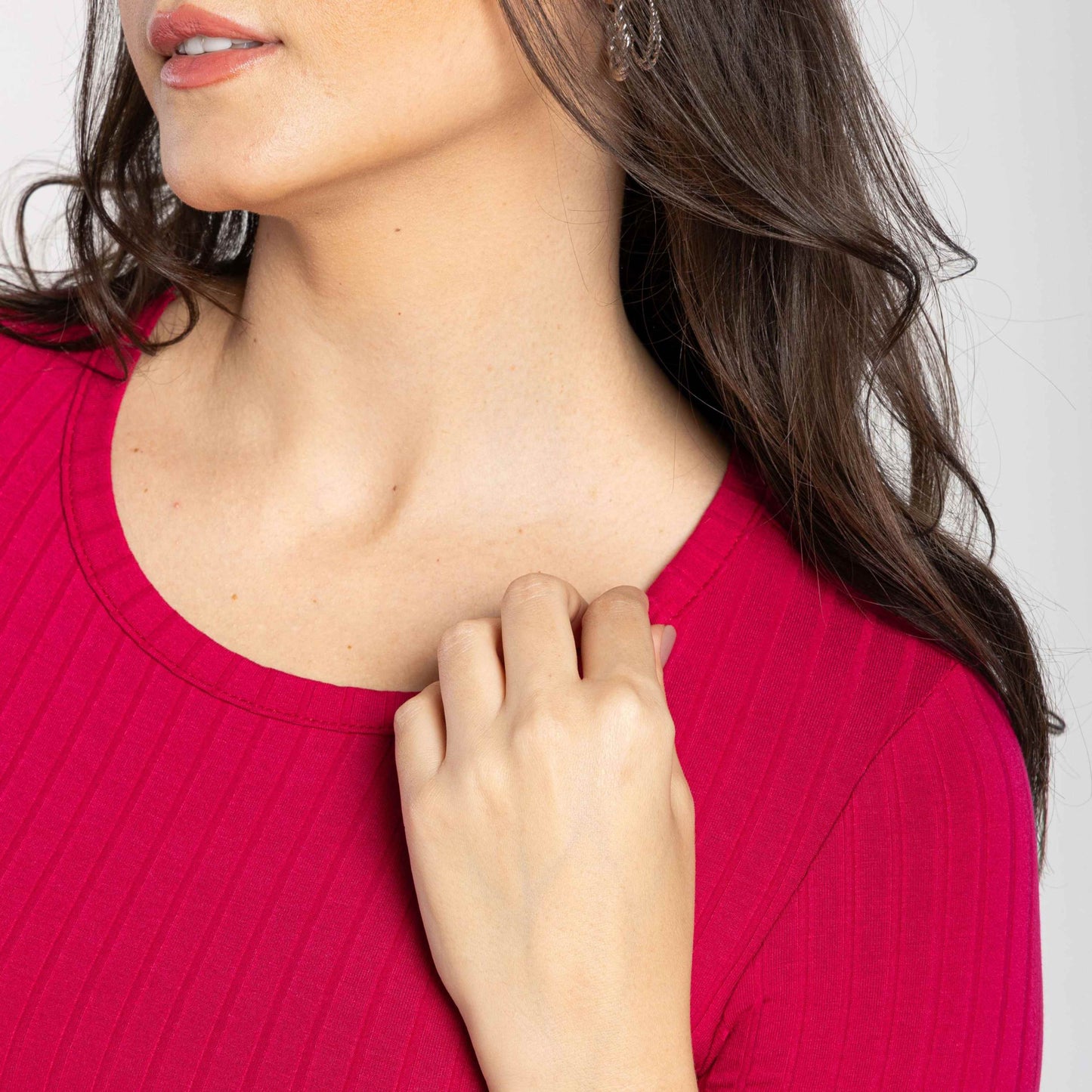 Vestido Curto Canelado - Magenta