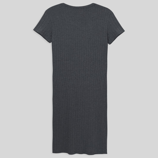Vestido Curto Canelado - Mescla Escuro