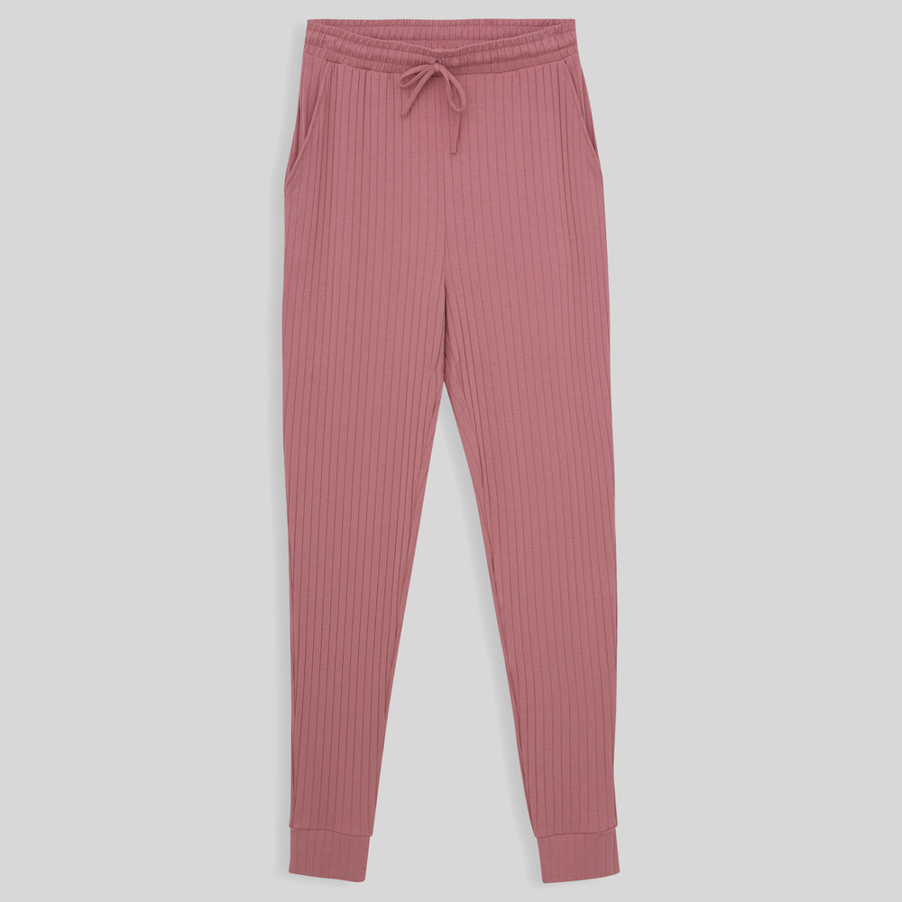 Calça Jogging Malha Canelada - Rose