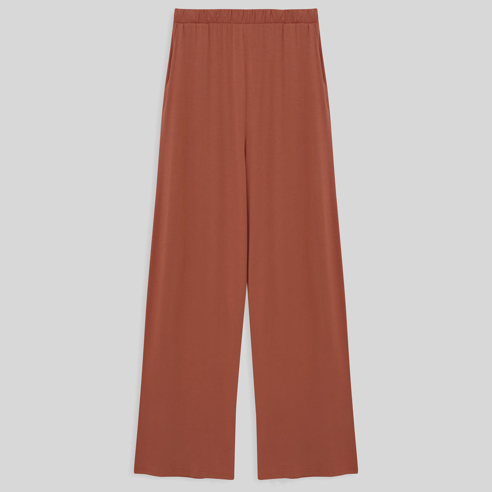Calça Wide Viscose Feminina - Marrom Telha
